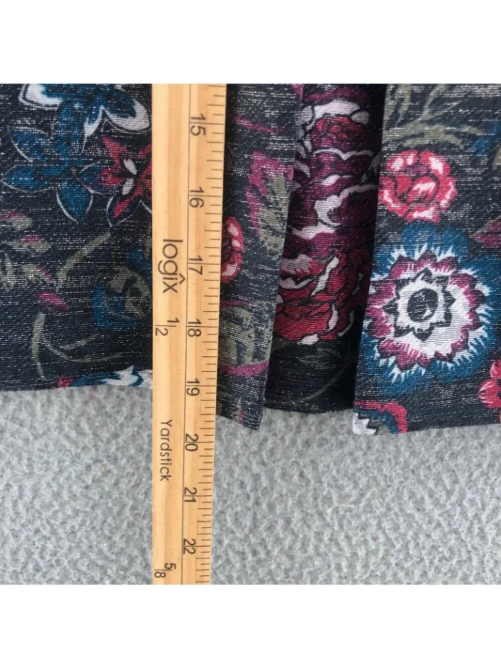 LOFT Skirt Womens 2 Gray Pink Floral Glitter Inverted Pleats Skater Flare Lined
